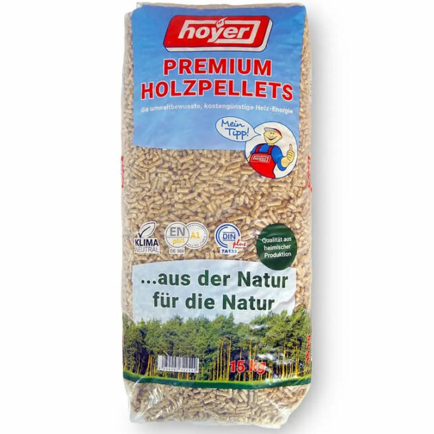Pellets de madera HOYER 6mm ENplusA1, palet 66 x 15kg - Imagen 3