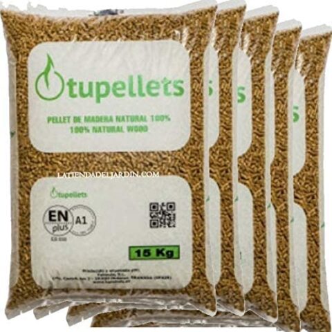 Suinga-PELLET DE MADERA NATURAL DE 300 Kg 100% para calefacción. 20 sacos de 15 kg. Uso conveniente, práctico y eficaz.